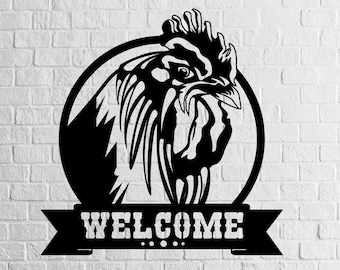 Rooster welcome Dxf, Chicken Svg, Farm life, Animal, Poultry Sign, Peeking Funny rooster, Download, Vector, Cricut, printable Png, Dxf