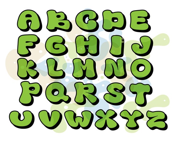 Bubble Graffiti Alphabet, Graffiti Svg, Colorful Graffiti