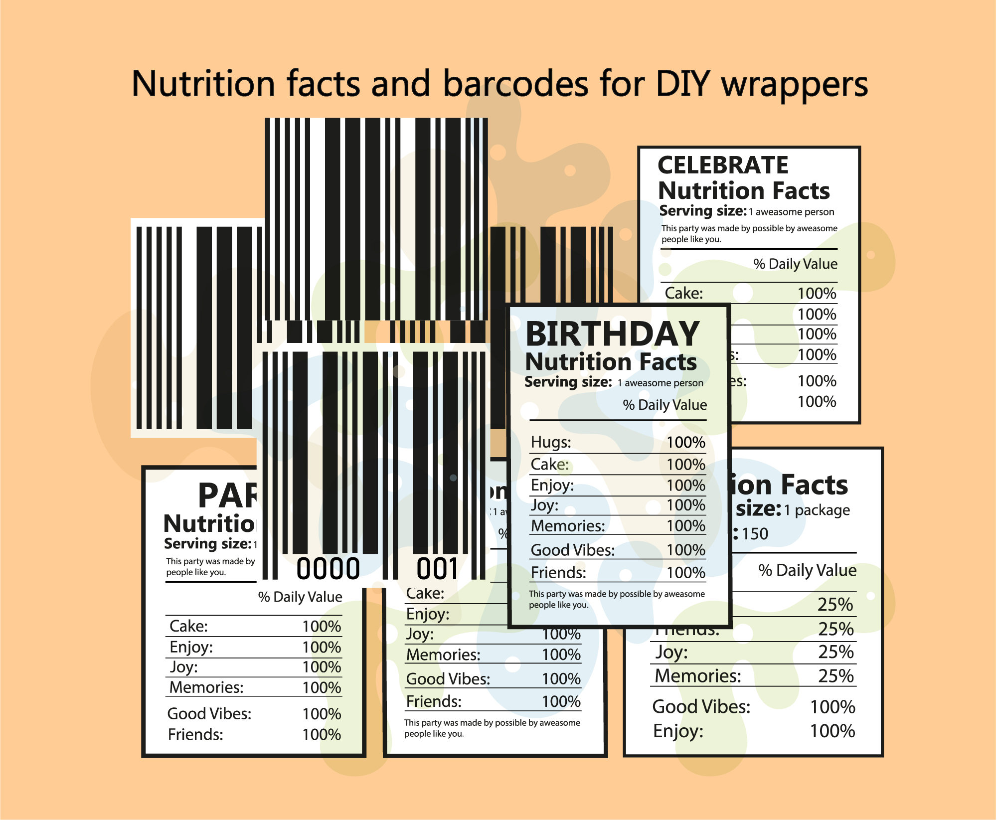 Spring Nutrition Bar Codes.pdf Nutrition Facts Png,barcode, Party Nutritional Facts, Water Bottle ...