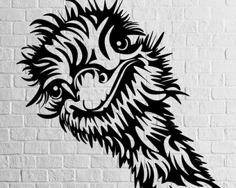 Ostrich SVG, Ostrich dxf Silhouette, Peeking Ostrich Dxf,  Farm life clipart, iron on, laser cut, vinyl shirt design, dxf file for plasma
