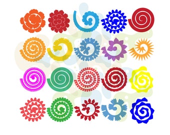 Rolled paper flower svg, 3d flower SVG, Paper flower svg, Rolled Flower dxf, Flower paper templates Flower cut file Rolled Flower silhouette