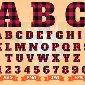 Buffalo Plaid Alphabet SVG Buffalo Plaid SVG Font Plaid Alphabet SVG Plaid Letters & Numbers Svg Plaid Numbers Svg Files for Cricut svg