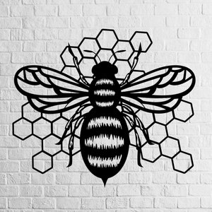 Bee Dxf Svg Cut File, Bumble Bee Svg, honeycomb svg, bee clipart, vector, laser cut dxf, Svg for cricut, Silhouettes dxf decal, Bee stencil