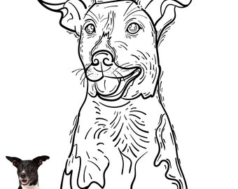 Custom Pet Portrait, Dog line Portrait, Cat Portrait, Custom Line Art, Pet Portrait Drawing, Personalized Gifts, Sketches From Photo