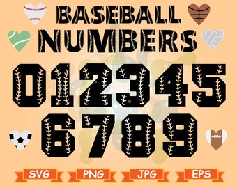 野球の背番号 SVG、野球のステッチ SVG、Silhouette Cameo 用ソフトボールフォント SVG ファイル、Cricut 用カットファイル、eps png svg dxf