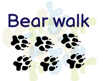 Bear Walk Sensory Pathway svg Bundle, Sensory Pathway, Sensory Walk svg, Movement Break Station, Brain Break Station, Cricut Datei