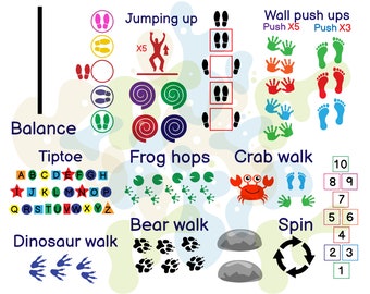 Sensory Path svg bundle, Set of 12 designs, Sensory Pathway, Sensory Walk svg, Movement Breaks, Brain Break Station, Cricut Cut File