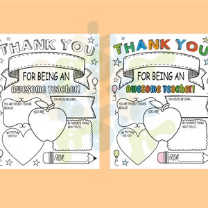 Teacher Appreciation Week Gift Teacher Appreciation Printable Thank You Teacher Gifts Coloring Pages School Kids Instant Digital Download