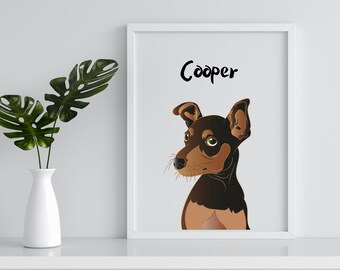 Benutzerdefinierte Karikatur Haustier Porträt, Katzen- und Hundeporträt vom Foto, Haustier-Karikatur-Stil, individuelles Katzengeschenk, Hundeporträt Digital Illustration Kunstdruck