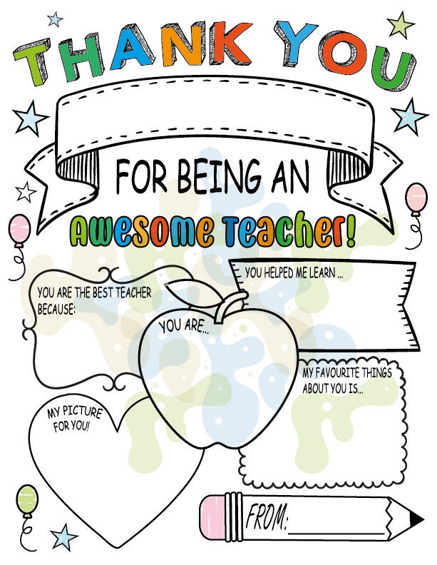 Teacher Appreciation Week Gift Teacher Appreciation Printable Thank You ...