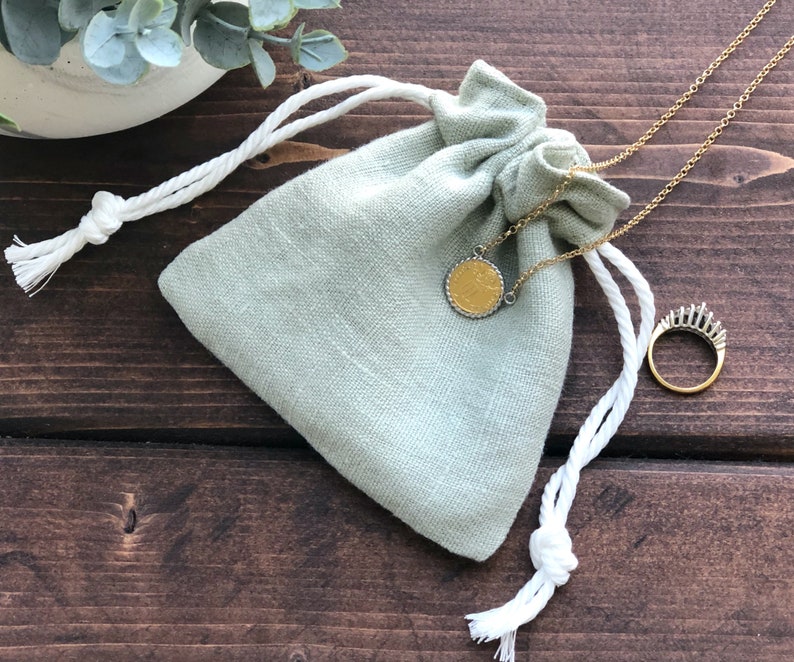 Small Linen Drawstring Bag / Linen Jewelry Bag / Jewelry Bag / Etsy