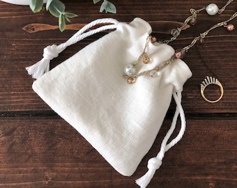 Small Linen Drawstring Bag / Linen Jewelry Bag / Jewelry Bag / Jewelry Pouch / Linen Drawstring Pouch / IVORY