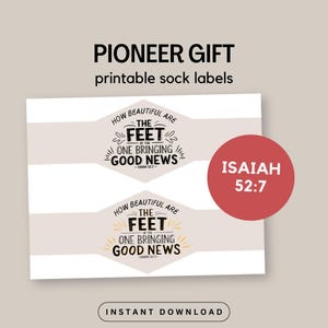 JW Pioneer Sock Labels Printable Gift for Jehovah&#39;s Witnesses