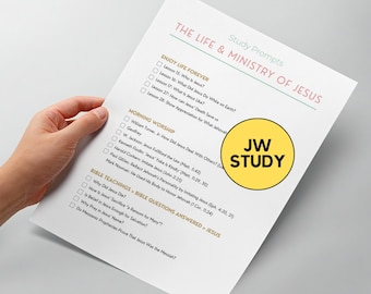 JW Study Ideas about Jesus For Jehovah’s Witnesses Personal Study Project (digital download)