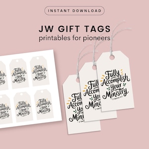 Pioneer Gift Tags Fully Accomplish Your Ministry Printable Stickers Gift For Jehovah&#39;s Witnesses Digital Download Instant Access JW