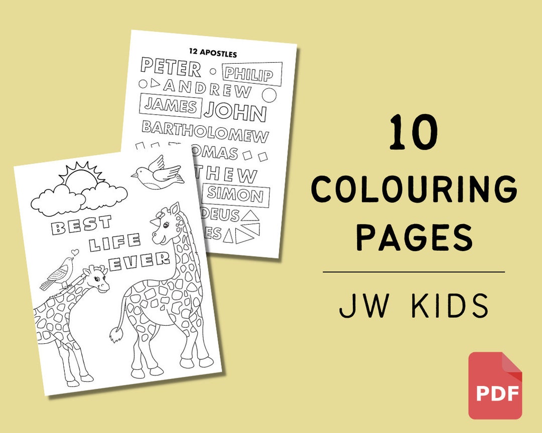 JW Coloring Pages for Kids Bundle of 10 Coloring Sheets Jw Etsy