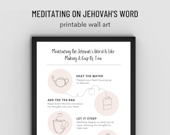 JW Wall Art Meditating On Jehovah's World Printable Encouraging Poster For Jehovah's Witnesses