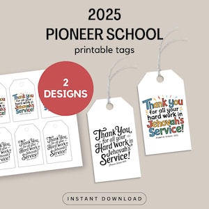 JW Pioneer Gift Tags Printable Thank You Labels Pioneer School 2025 Gift for Jehovah&#39;s Witnesses Instant Download