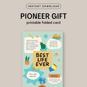 Tarjeta de felicitación imprimible de regalo de pionero de los testigos de Jehová La mejor vida de la historia para los testigos de Jehová Canción original