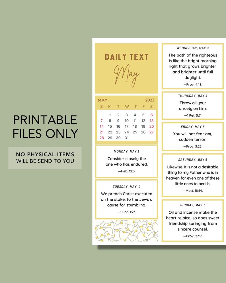 JW Daily Text Printables for May 2023 for Jehovah's Etsy Finland