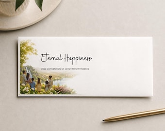 JW Letter Writing Stationery and Envelope Eternal Happiness Printable Paper Set Templates For Jehovah Witness 2026 Convention (PDF download)