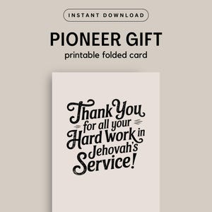 JW Pioniergeschenk druckbare Dankes-Gruß-Karte für Zeugen Zeugen Geschenk