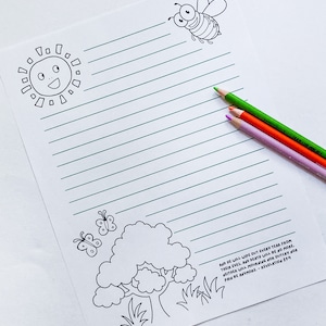 Papelería para escribir cartas de JW Kids para niños con texto bíblico Apocalipsis 21:4, plantilla imprimible, papel para servicio