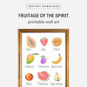 JW Fruitage Of The Spirit Wall Art Printable Poster for Jehovah’s Witnesses NWT Bible Scripture Galatians 5:22