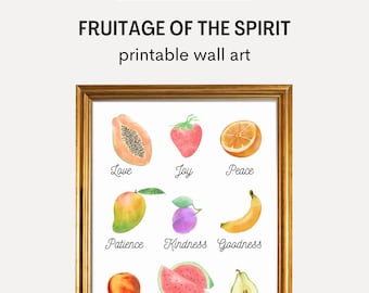 JW Fruitage Of The Spirit Wall Art Printable Poster for Jehovah’s Witnesses NWT Bible Scripture Galatians 5:22