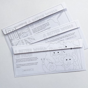 Sobres para colorear para niños de los testigos de Jehová "Un mundo mejor está cerca" Papelería para escribir cartas imprimible para el servicio de los testigos de Jehová
