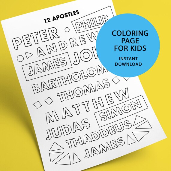 Printable Coloring Page For Kids Apostles Names Jw Coloring Etsy