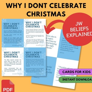 JW Cartes explicatives sur les croyances pour les enfants Cartes bibliques Témoins de Jéhovah sur Noël