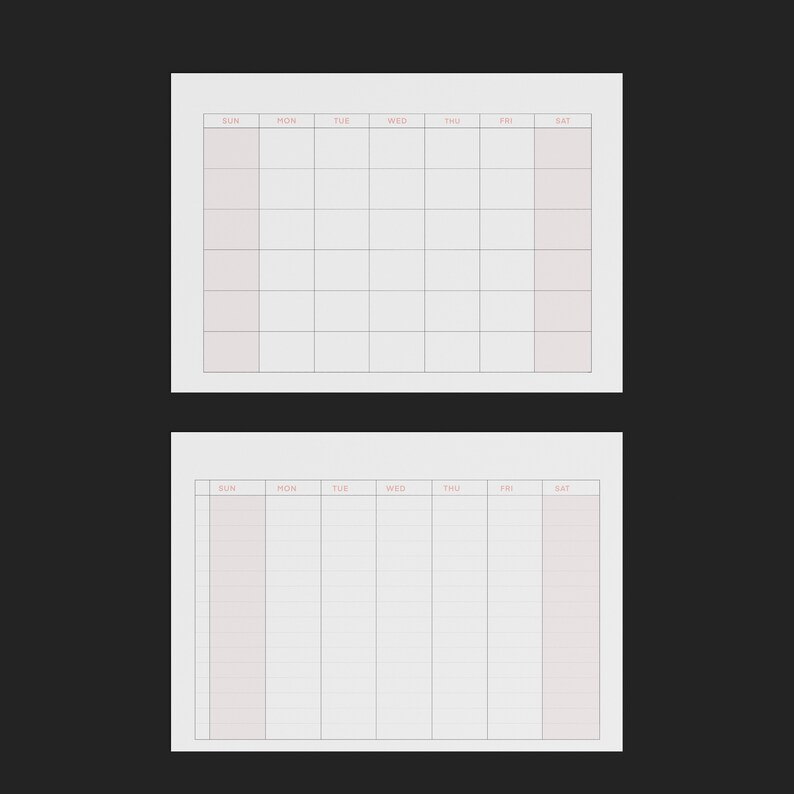 undated printable monthly weekly planner horizontal blank