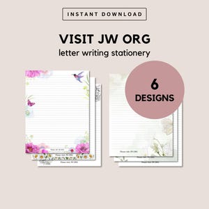 Visit JWorg Letter Writing templates for Jehovah&#39;s Witnesses Printable Stationery Set of 6 Designs Instant Download
