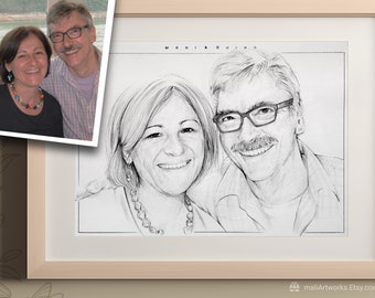 Portrait nach Foto – handgezeichnetes Gesichtsporträt als Original Bleistiftzeichnung – personalisiertes Geschenk & Andenken (Unikat)