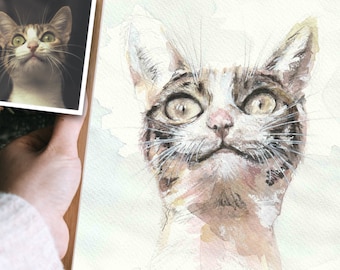 Katzenporträt nach Foto – handgemaltes Aquarell Original – personalisiertes Haustierportrait – Geschenk für Katzenliebhaber & Andenken