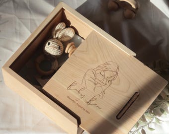 Personalized Baby Keepsake Box - Custom Memory Box for Baby's First Year, Birth Keepsakes, Baby Shower Gift