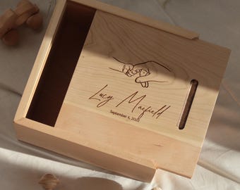 Baby Girl Keepsake Box, Personalized Baby Gift, Baby Shower Gift, Gift for Mom Ideas, Small Engraved Wooden Memory Box for Baby