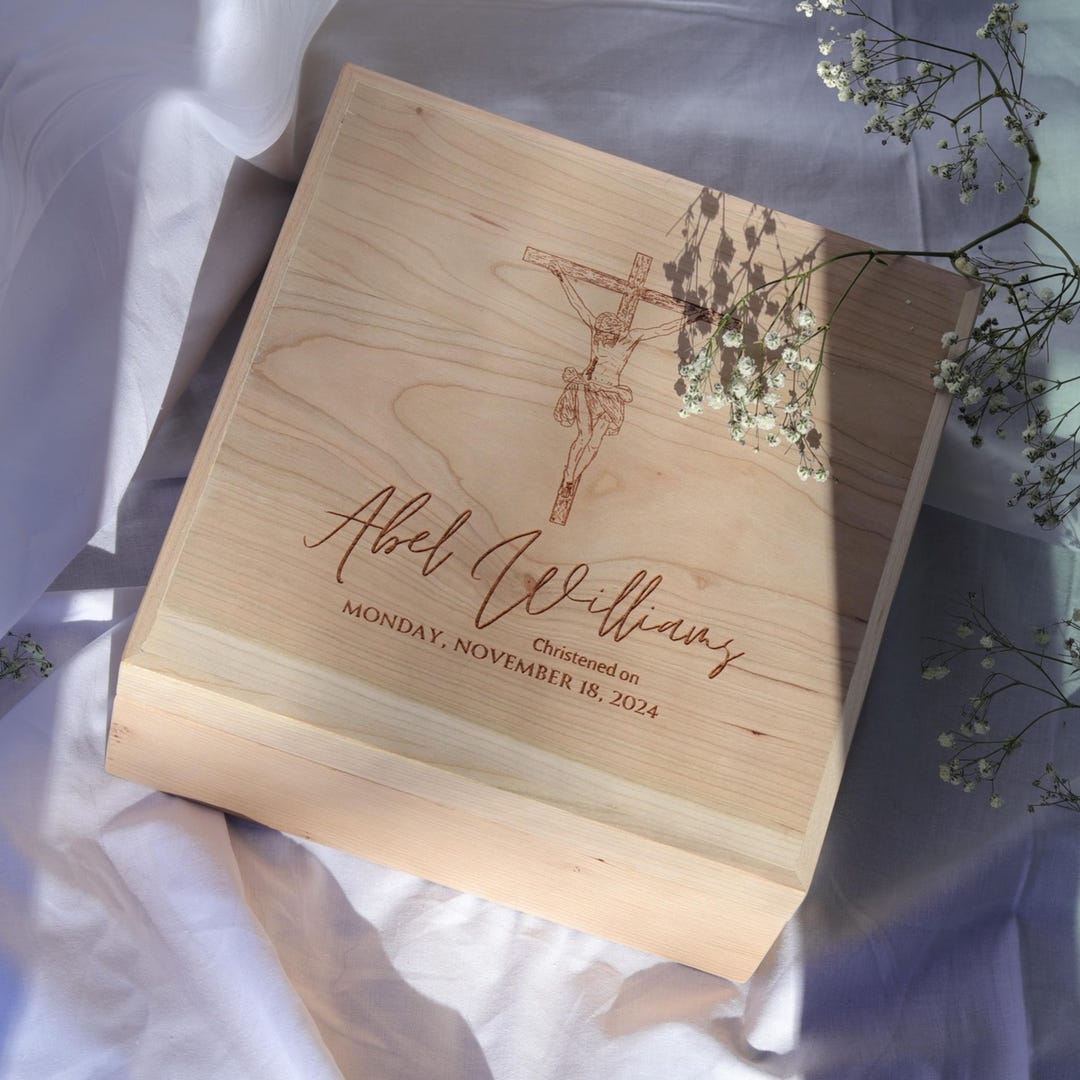 Baby Baptism Keepsake Box, Personalized Baptism Gift for Catholics ...