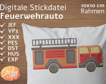 Fire truck Doodle embroidery file 13x18 16x26 18x30-3 sizes in one set Fire brigade