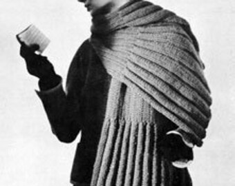 Vintage Pattern Women's Knitted Commuter Shawl.