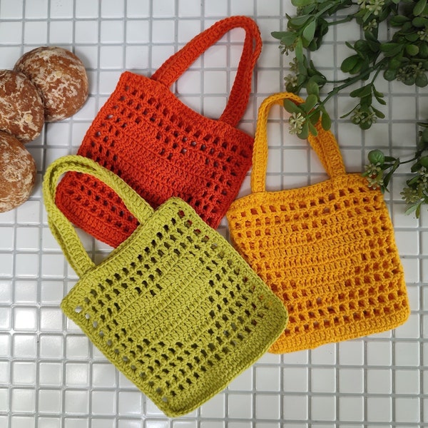 Crochet Pattern Mini Bag Fillet With Heart. Kids Crochet Handbag With handles.