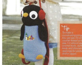 Pattern Crochet Kids School Backpack Penguin.