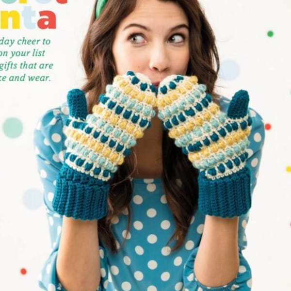 Easy Pattern Crochet Warm Bulky Mittens For Women.