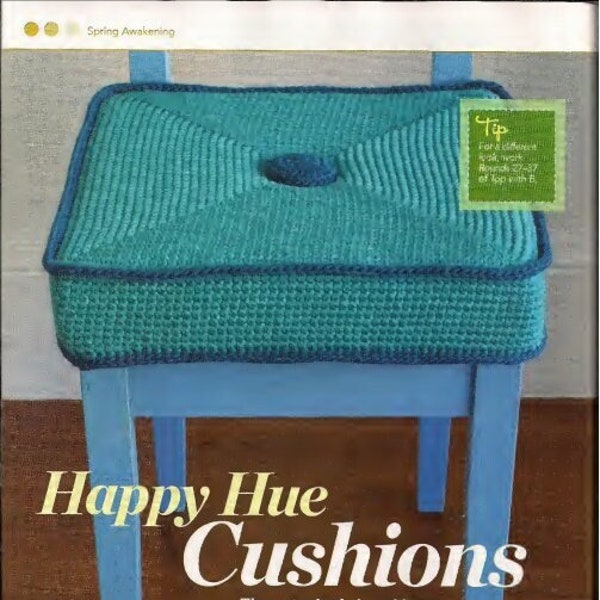 Easy Pattern Crochet Chair Cushion. PDF Instant Download.