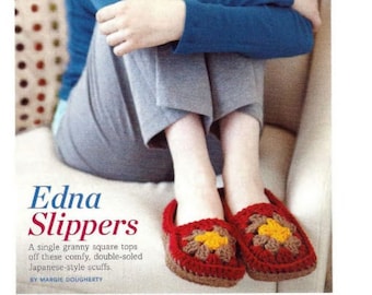 Crochet Pattern Women's Slippers Granny Square.