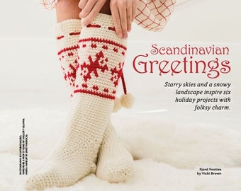 Crochet Pattern Warm Scandinavian Socks For Women.