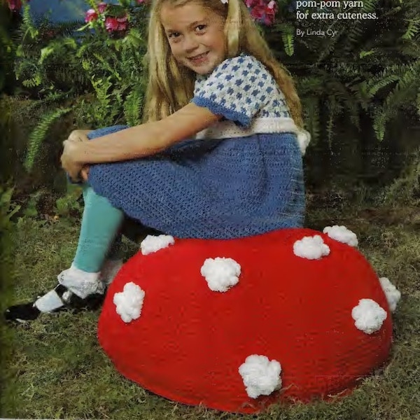 Easy Crochet Pattern Large Plush Pouf Stool. PDF Instant Download.