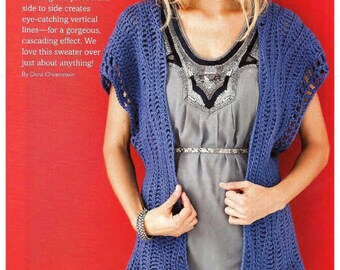 Easy Crochet Pattern Women's Lace Vest Instant PDF Download. Size S-M-L-1XL.