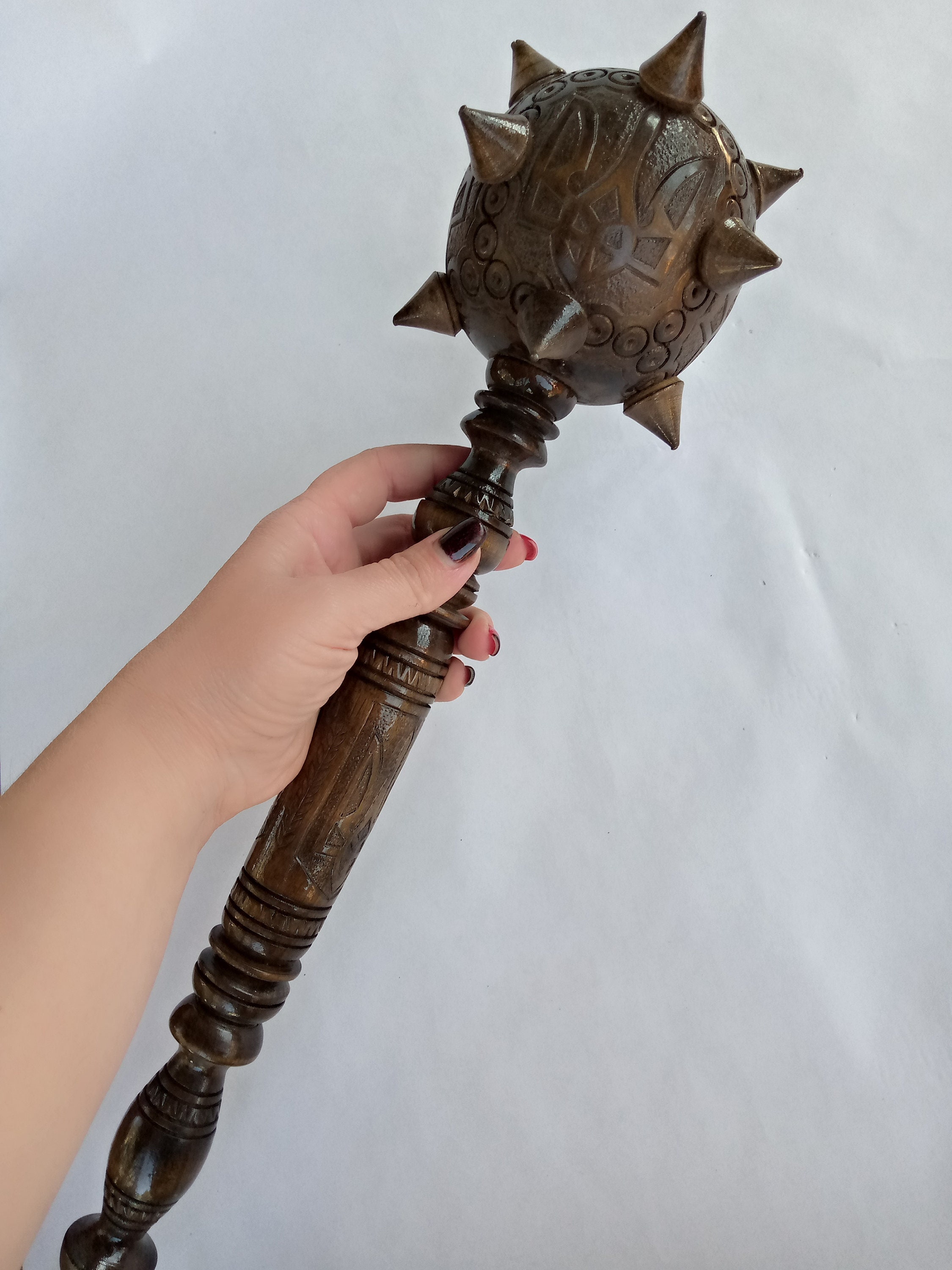 Wooden mace in the Ukrainian style. Mace carved Etsy